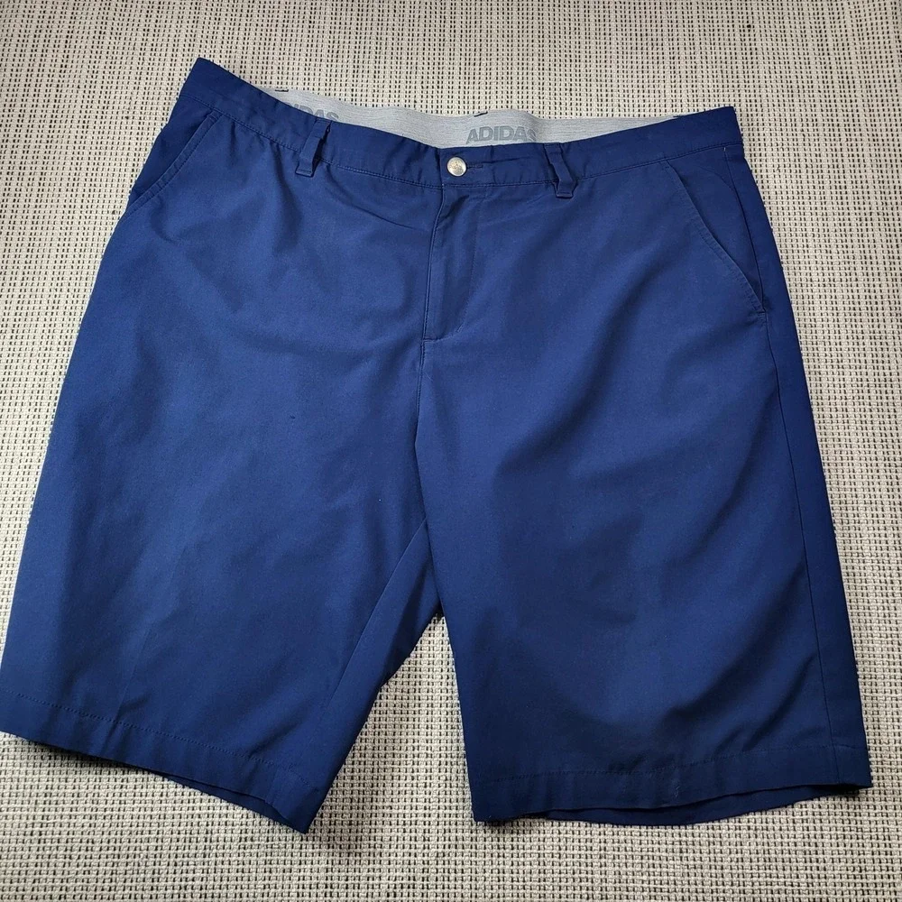 Adidas Shorts Mens 36 Blue Chino Performance Microfiber‎ 10 Inseam Casual Summer